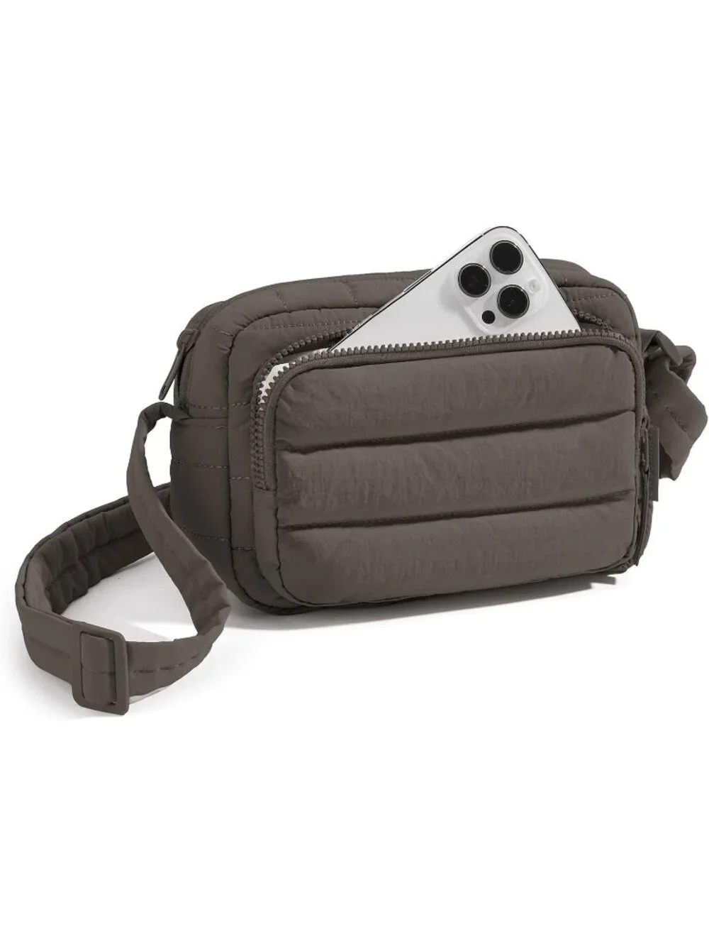👜Women's Grey Puffer Crossbody Bag RFID Travel Purse Small Handbag Wallet